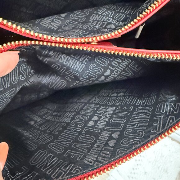 Love Moschino Red Vegan Leather Bag with Gold Hardware Worn Once - Picture 8 of 17